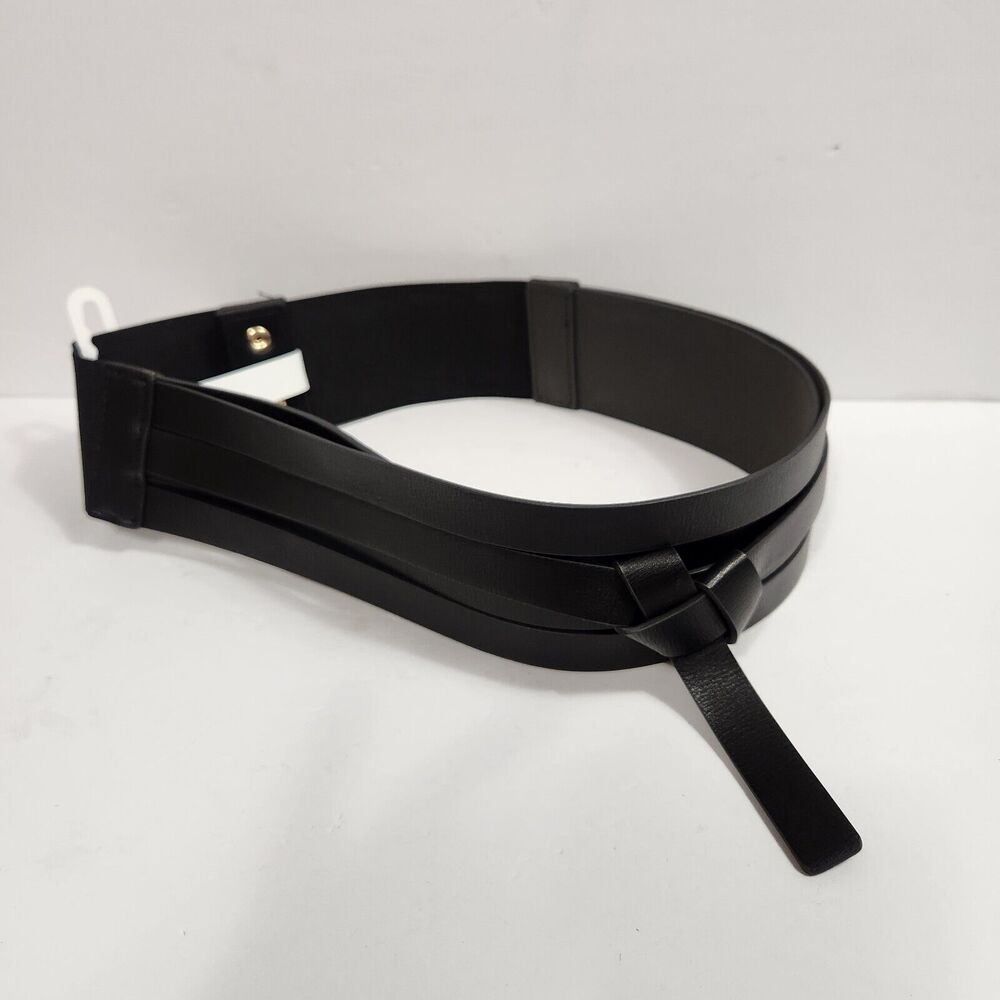 Time and True Women's Belt. Size S/M Black Leather Stretch NEW